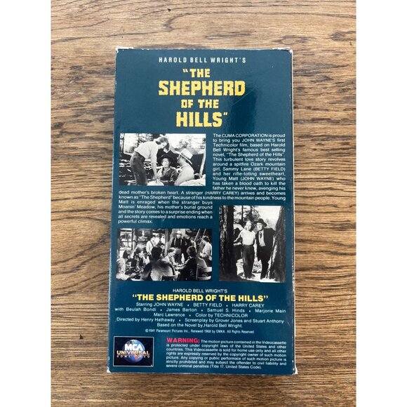 The Shepherd Of The Hills 1941 VHS John Wayne Western Drama Vintage Pre-Owned - Picture 2 of 3